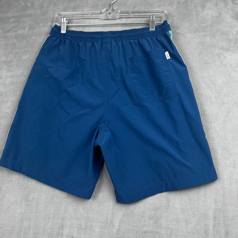 Chubbies Mens Swim Trunks Navy Blue Rainbow Stripe‎ Mesh Lined Shorts Medium